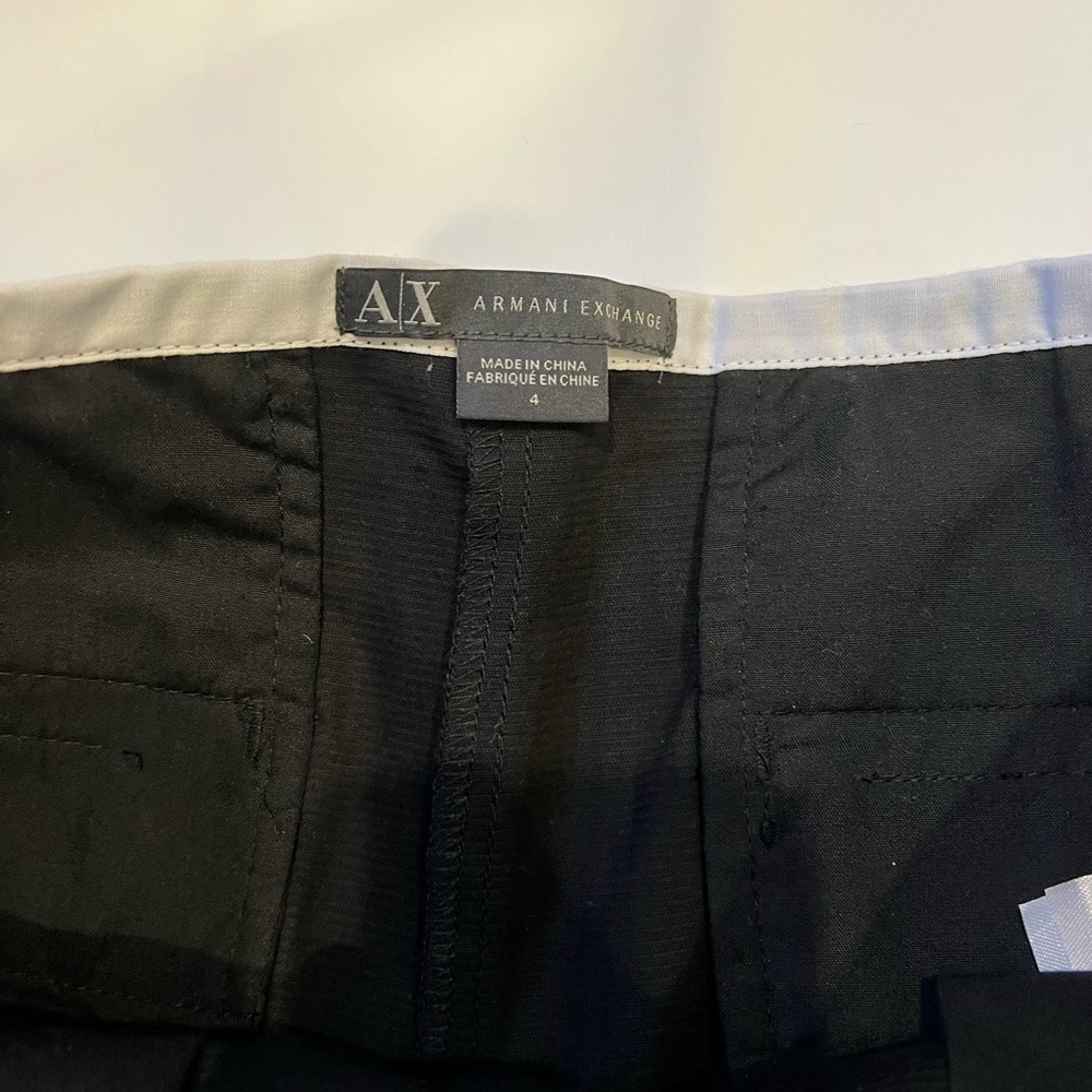 Armani Exchange Shorts Black Ribbed With White Trim Size 4 - Picture 3 of 6